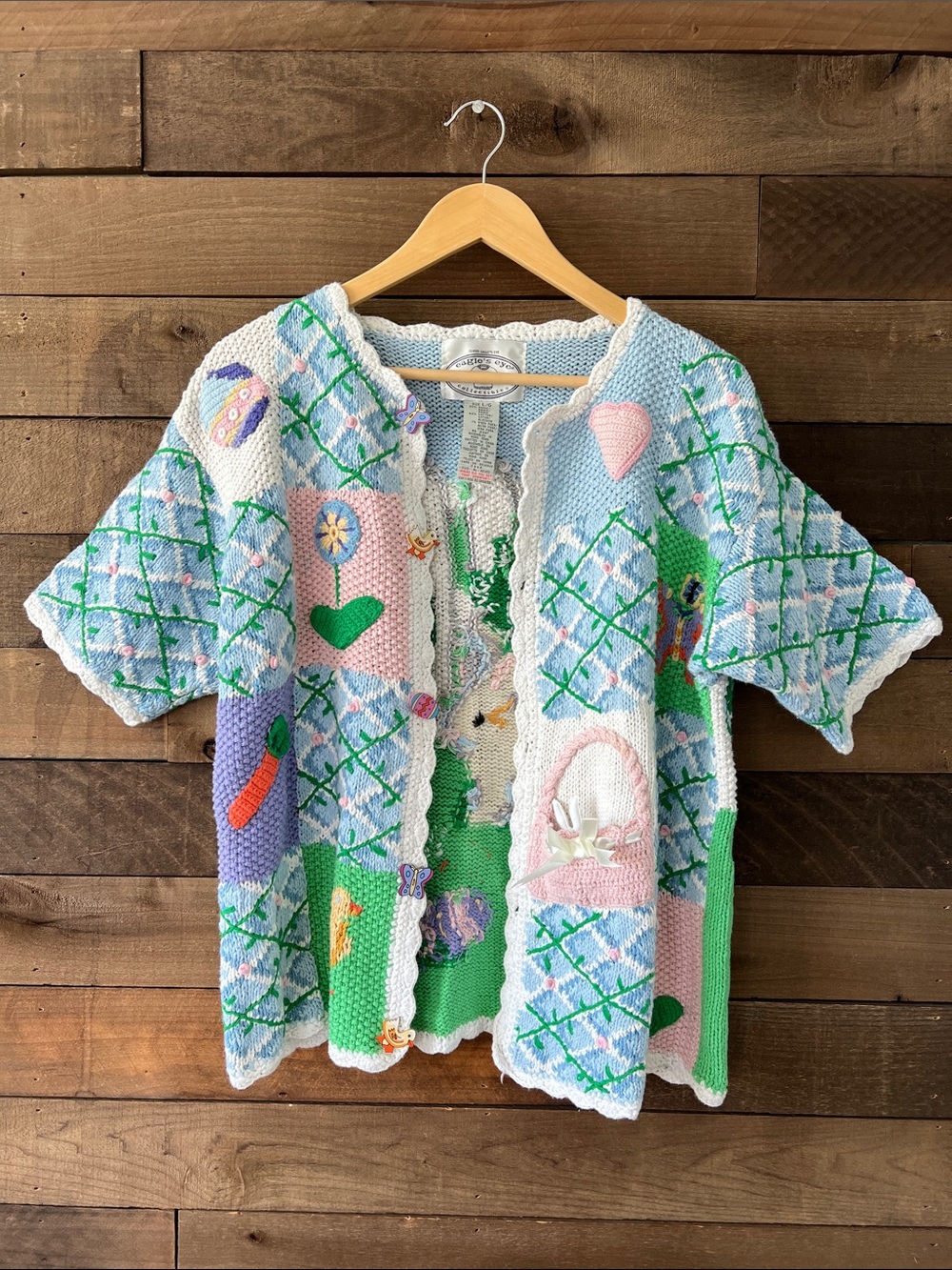 Eagle's Eye Collectibles Vintage 1995 Easter Knit Sweater Cardigan Size Large